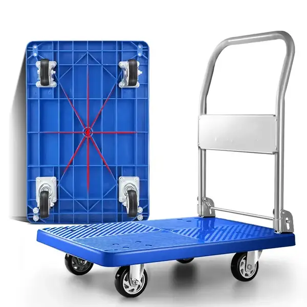 Chariot de Transport Pliable 300KG – Plateforme Plastic Roulante Industrielle avec 4 Roues – Image 2